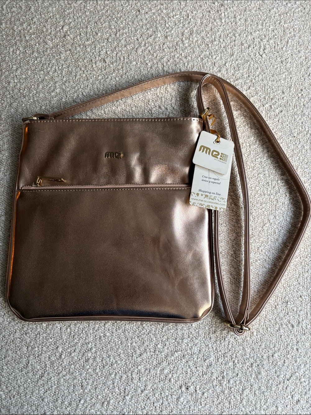 ME Essentials Metallic Rose Gold Crossbody Purse brand new